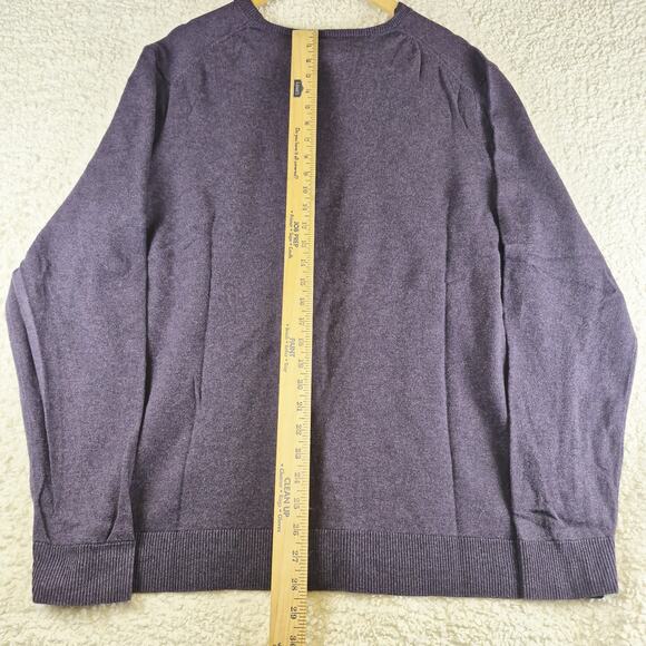 Eddie Bauer Sweater Mens XLT Purple Cotton Cashmere V Neck Pullover Lightweight - Picture 6 of 8